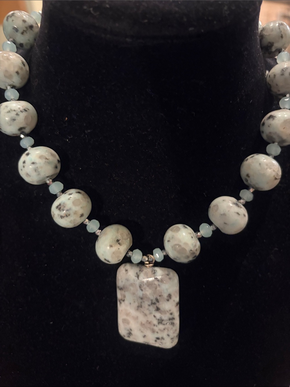 Beautiful handmade kiwi jasper semi precious stone Necklace